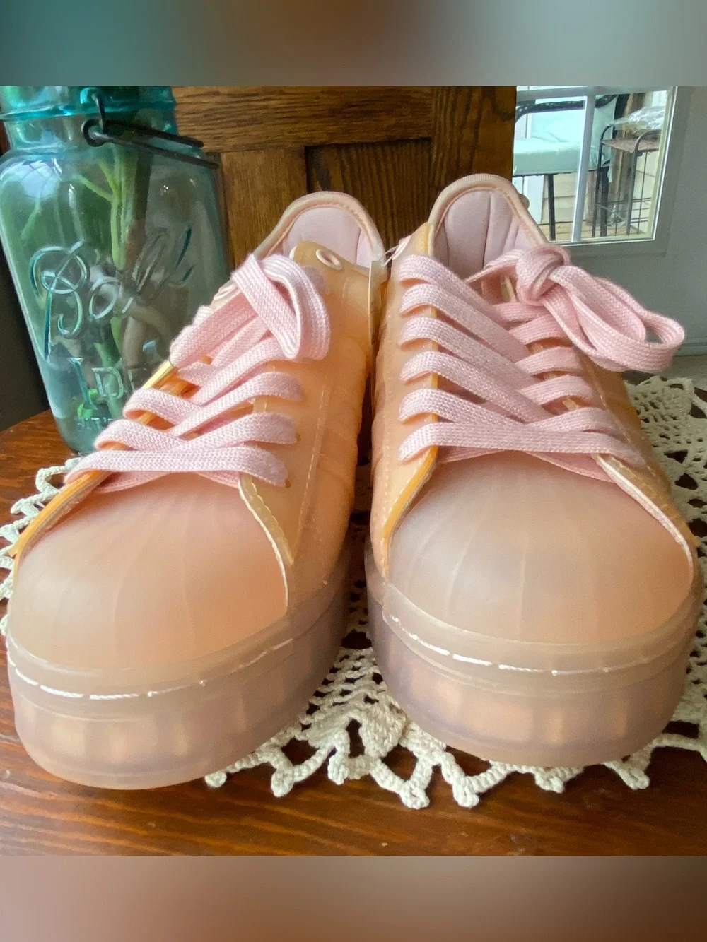 NWT! Adidas SUPERSTAR Gazelle Shell-Toe Campus Jelly Peach Platform Shoes NEW!!